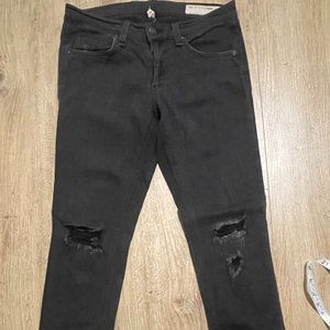 Rag & Bone Skinny Jean Distressed Black Wash Size 27